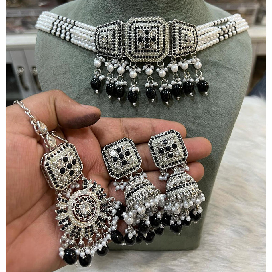Crystal Stone Choker Necklace in Gold Tone | Bridal Jewellery India