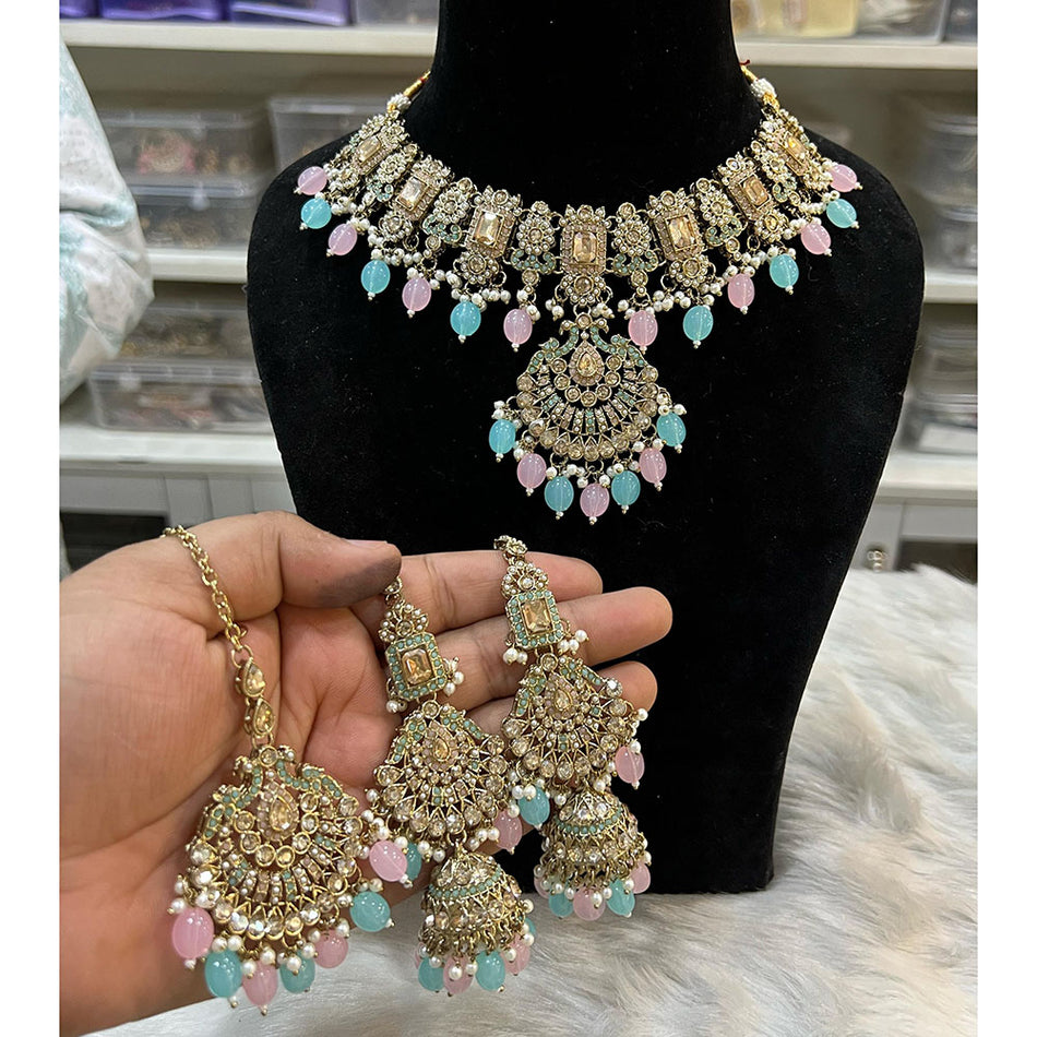 Crystal Stone Choker in Gold Plated for Occasion Necklace | Bridal Jewellery India