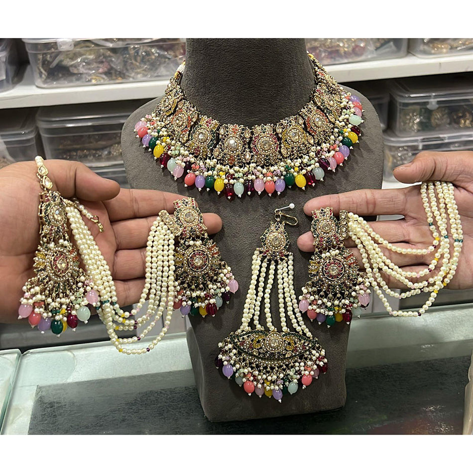 Crystal Stone Choker Necklace in Gold Tone | Bridal Jewellery India