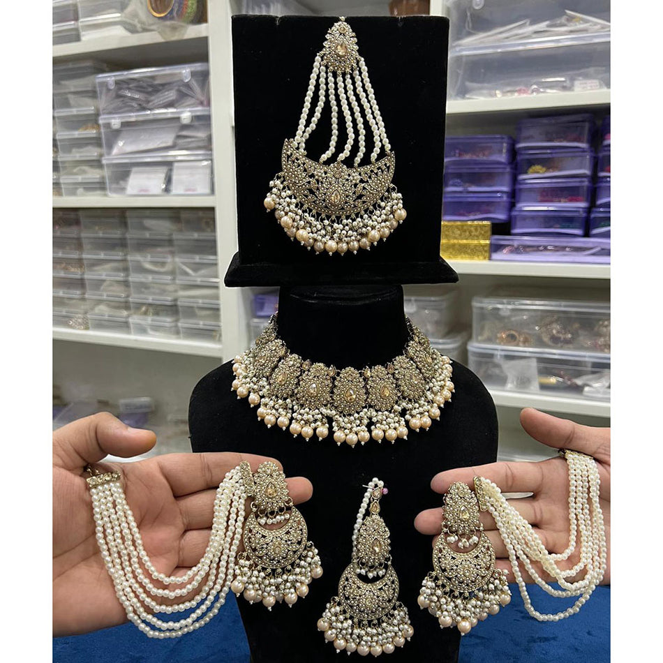 Crystal Stone Choker in Gold Plated Necklace | Bridal Jewellery India
