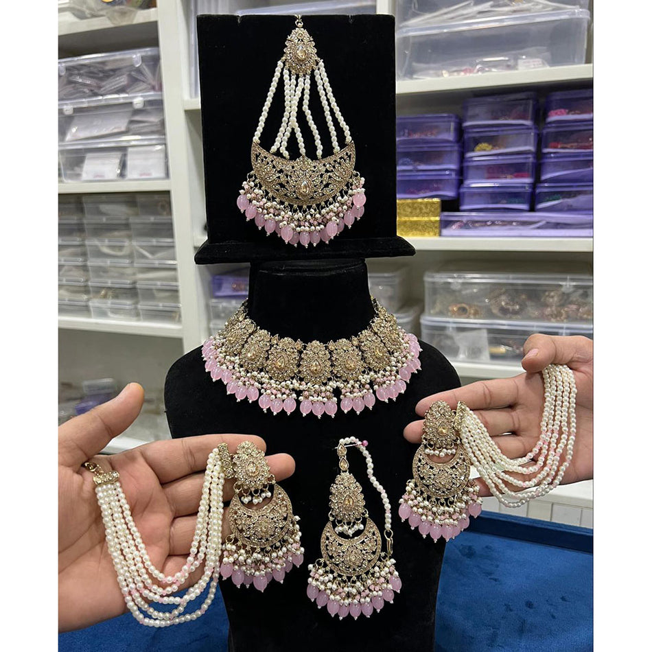 Crystal Stone Choker in Gold Plated Necklace | Bridal Jewellery India