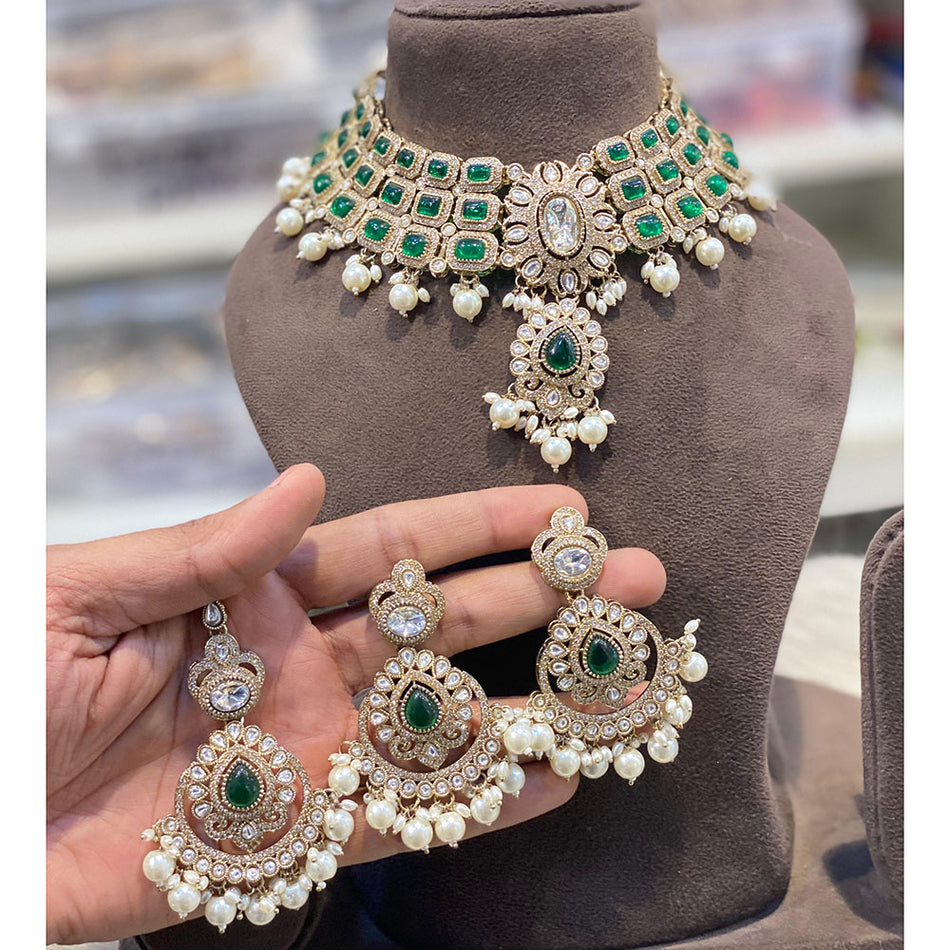 Pota Stone Choker in Gold Tone | Bridal Jewellery India