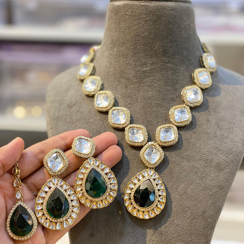 Heritage Style Kundan Necklace in Gold Plated | Bridal Jewellery India