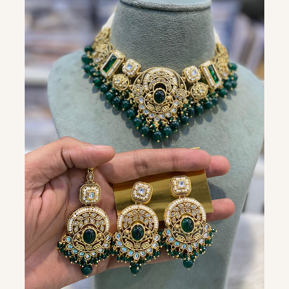Kundan Choker Necklace in Gold Plated   Silver | Bridal Jewellery India