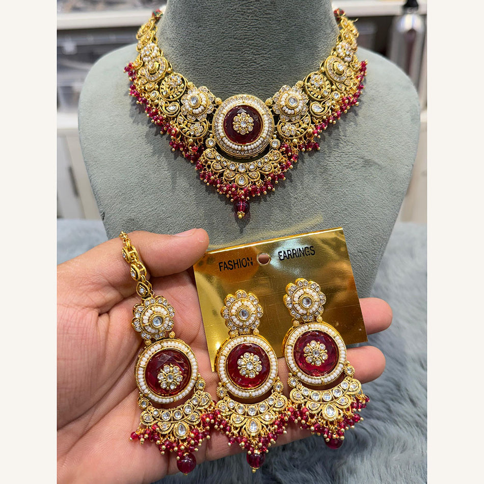 Kundan Choker Necklace in White Gold Plated | Bridal Jewellery India