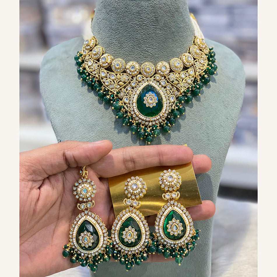 Kundan Choker Necklace in Rose Gold Plated | Bridal Jewellery India