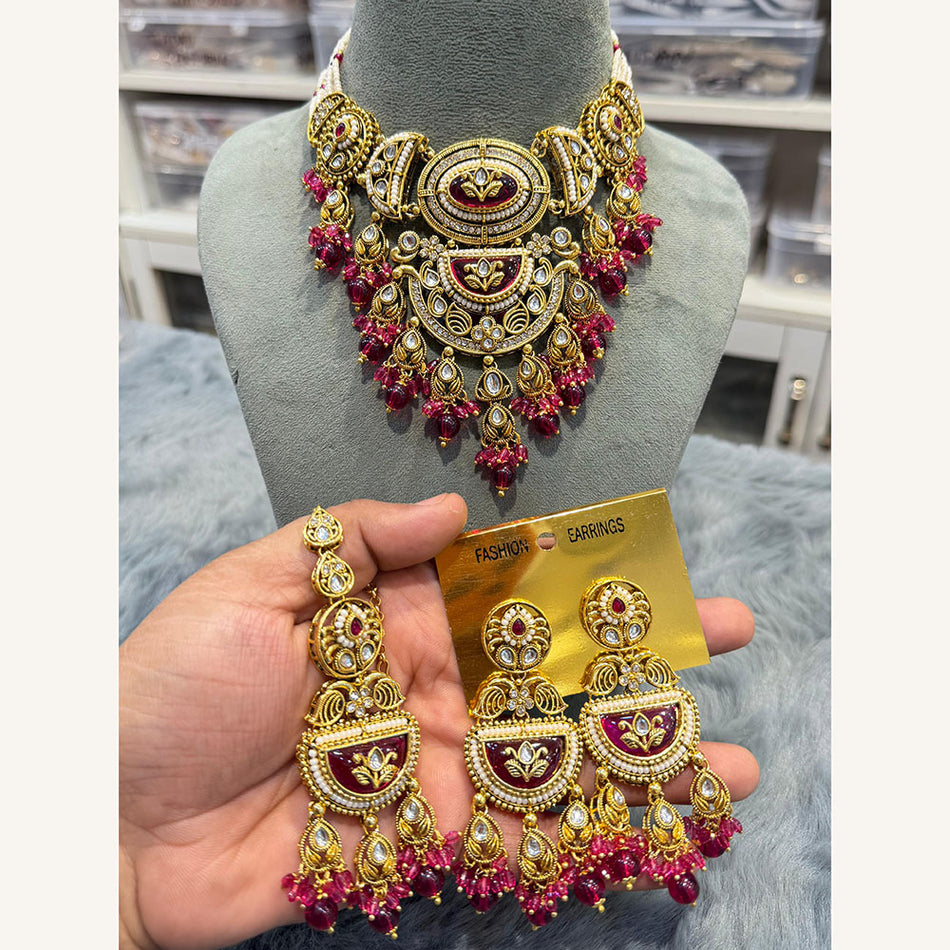 Kundan Choker Necklace in Gold Plated | Bridal Jewellery India