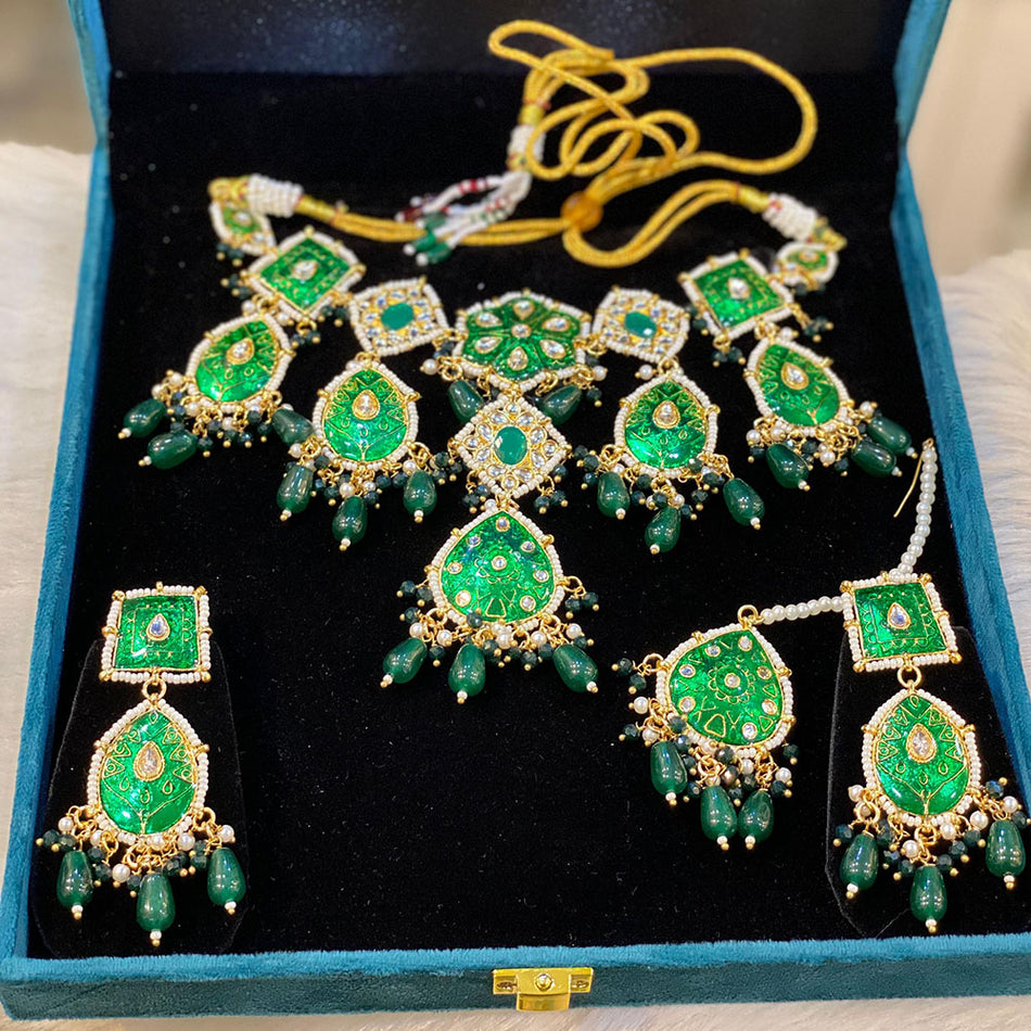 Kundan Choker Necklace in Sterling Silver | Bridal Jewellery India