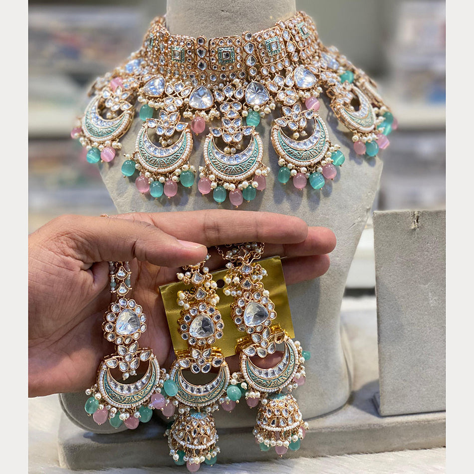 Kundan Choker Necklace in Rose Gold Plated | Bridal Jewellery India