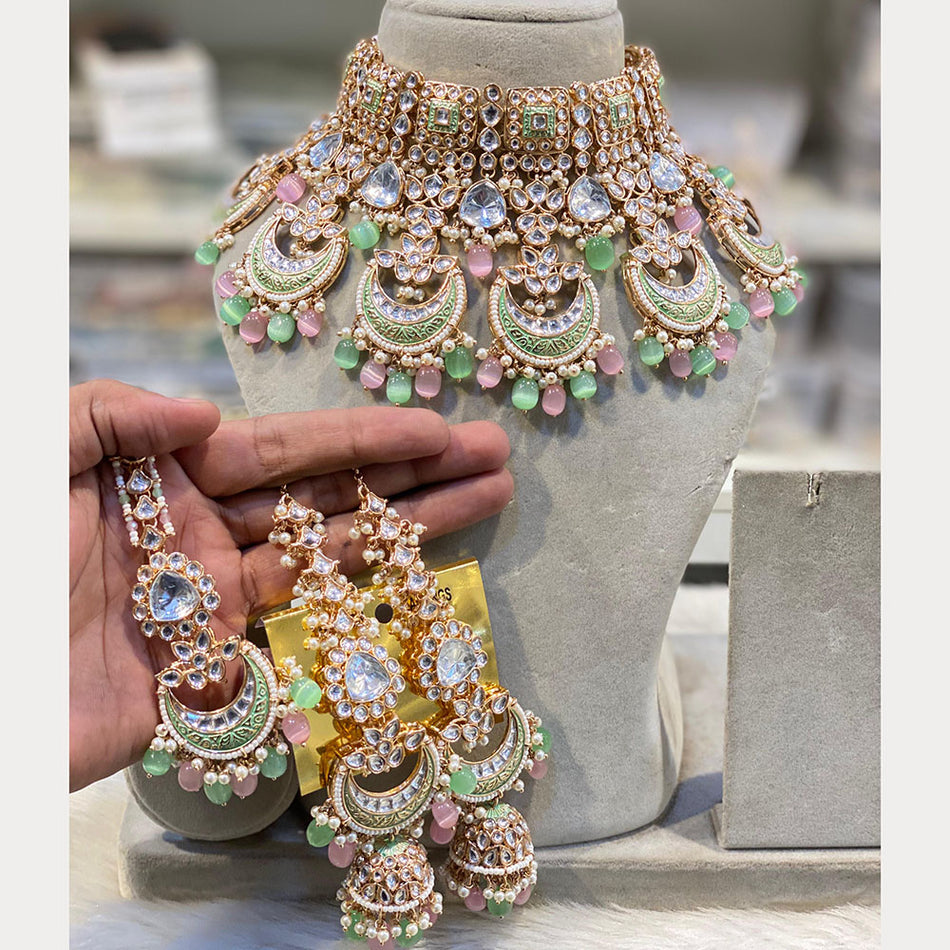 Kundan Choker Necklace in Silver with Meenakari Design | Bridal Jewellery India