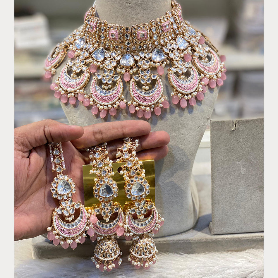 Kundan Choker Necklace in Silver with Meenakari Design for | Bridal Jewellery India