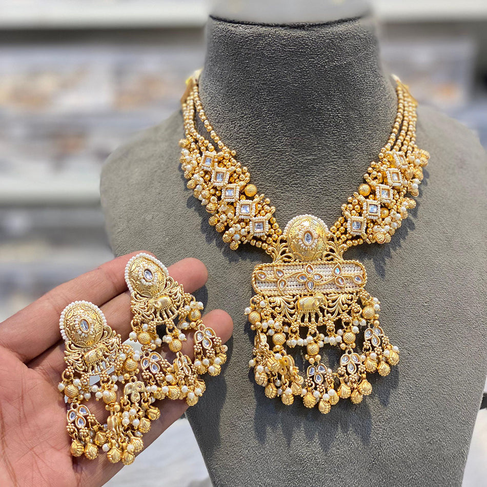 Kundan Necklace in Sterling Silver | Bridal Jewellery India