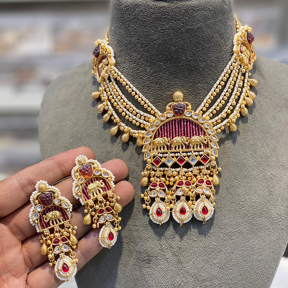 Kundan Necklace in Sterling Silver | Bridal Jewellery India