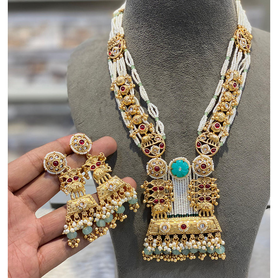 Kundan Long Necklace in Gold Plated for Bridal | Bridal Jewellery India
