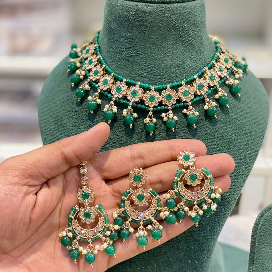 Crystal Stone Choker in Rose Gold Plated | Bridal Jewellery India