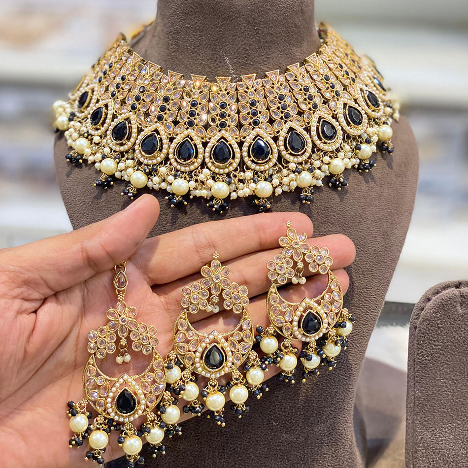 Crystal Stone Choker in Sterling Silver | Bridal Jewellery India