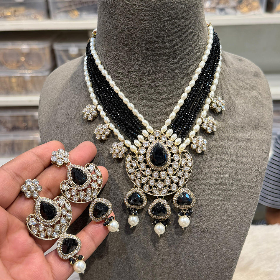 Kundan Necklace in Gold Plated with Pearls | Bridal Jewellery India