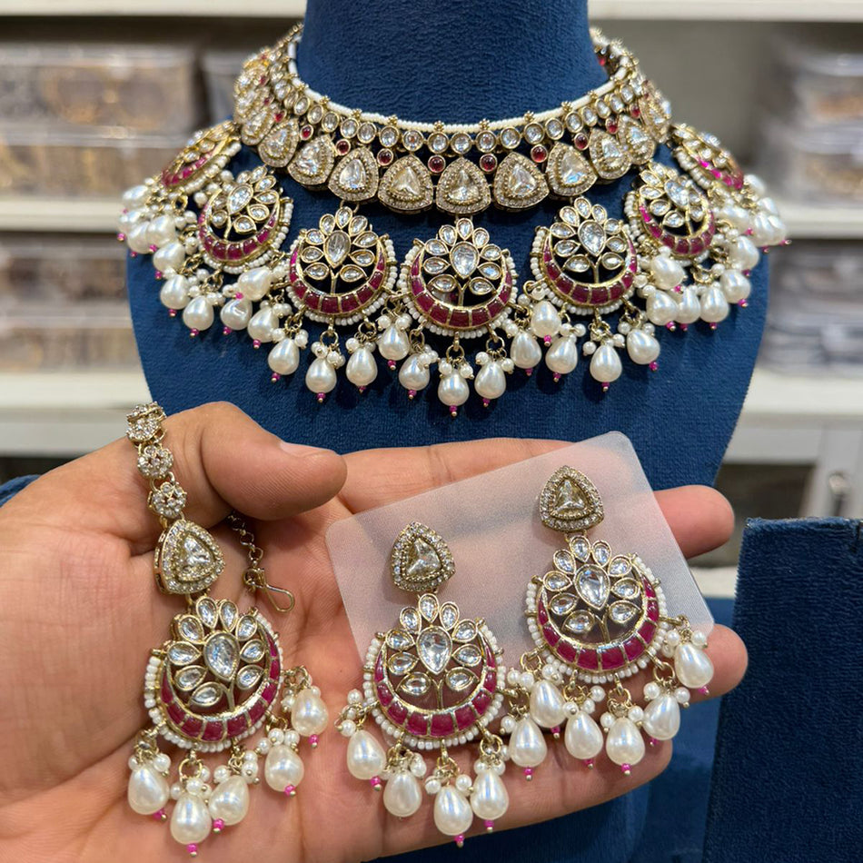 Kundan Choker Necklace in Gold Tone | Bridal Jewellery India