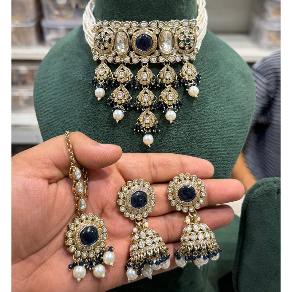 Kundan Choker Necklace in Gold Plated   Silver | Bridal Jewellery India