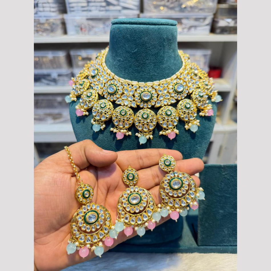 Kundan Choker Necklace in Gold Plated   Pearl | Bridal Jewellery India
