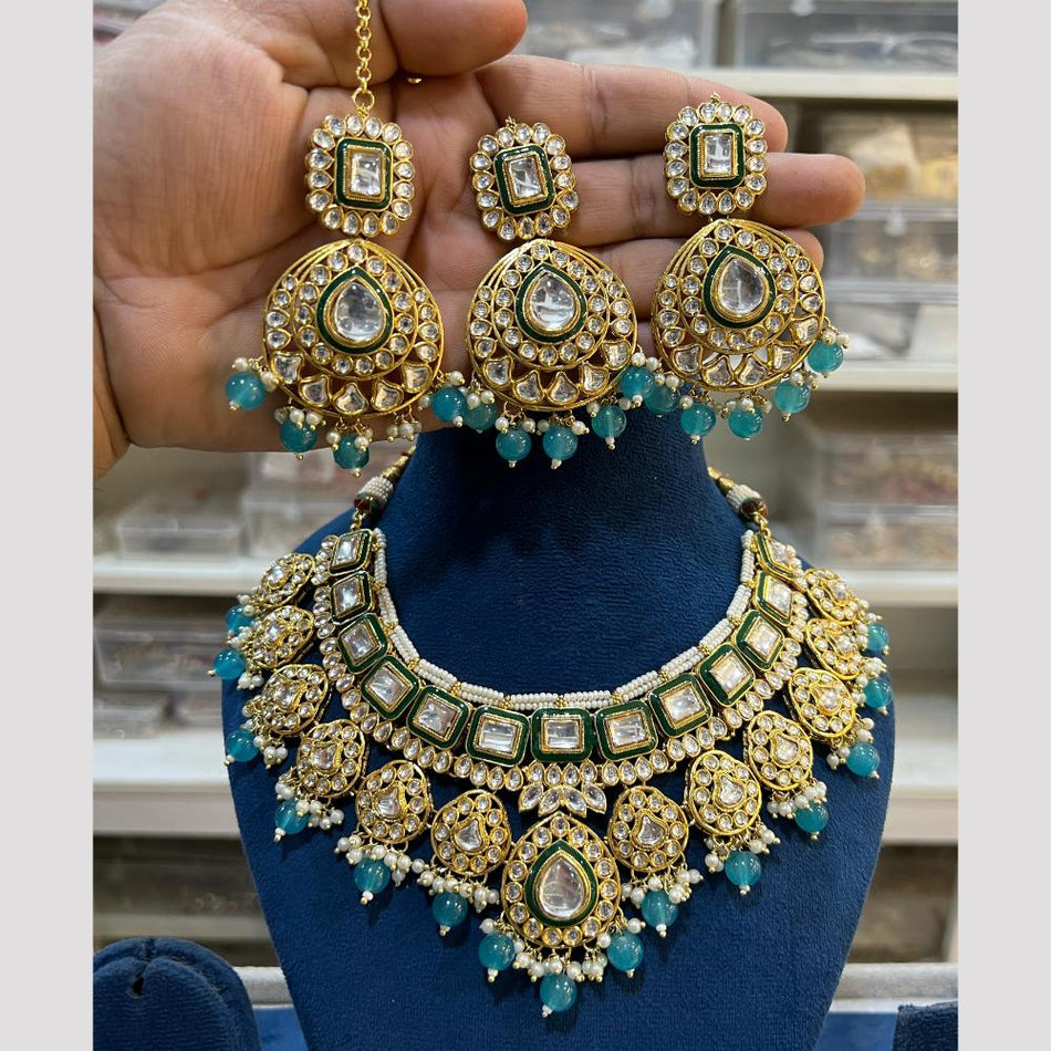 Kundan Choker Necklace in Gold Plated   Pearl | Bridal Jewellery India