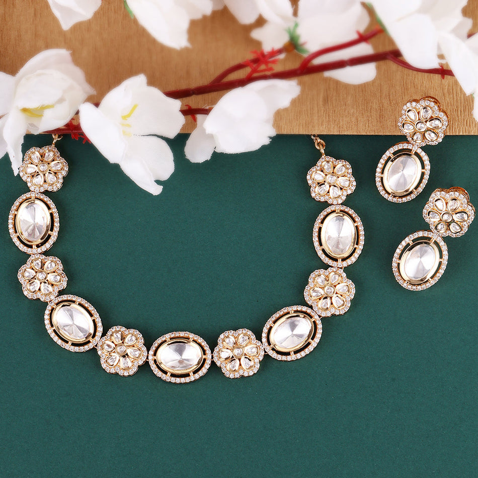 Kundan Choker Necklace in 18K Gold Plated | Bridal Jewellery India