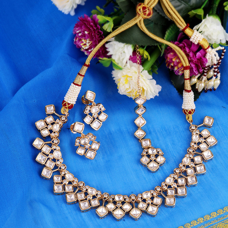Kundan Choker Necklace in 18KT Gold Plated | Bridal Jewellery India