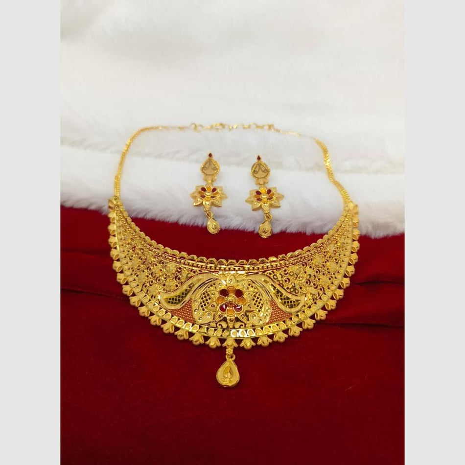 Royal Choker in Gold Plated with Rose Details | Bridal Jewellery India
