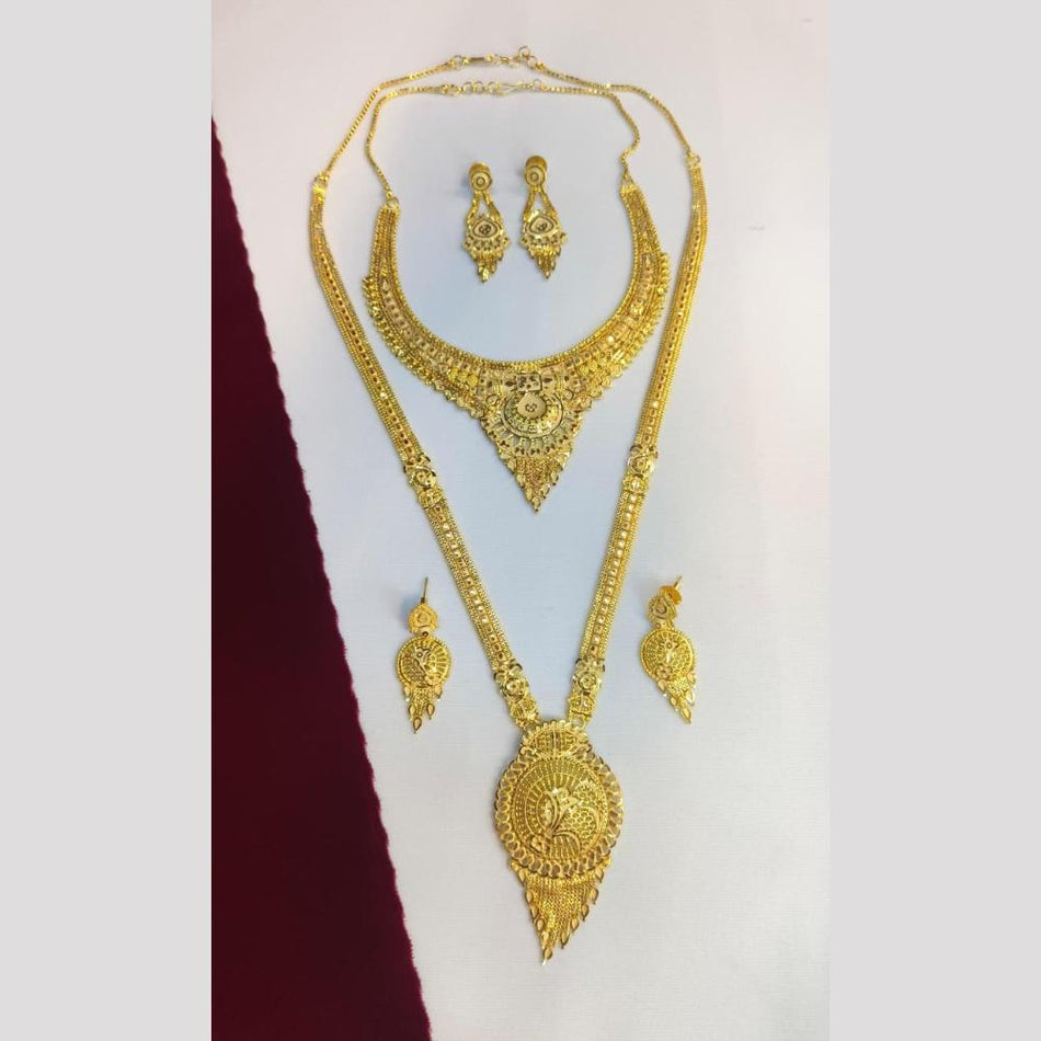 Double Necklace Set in Gold Tone | Bridal Jewellery India