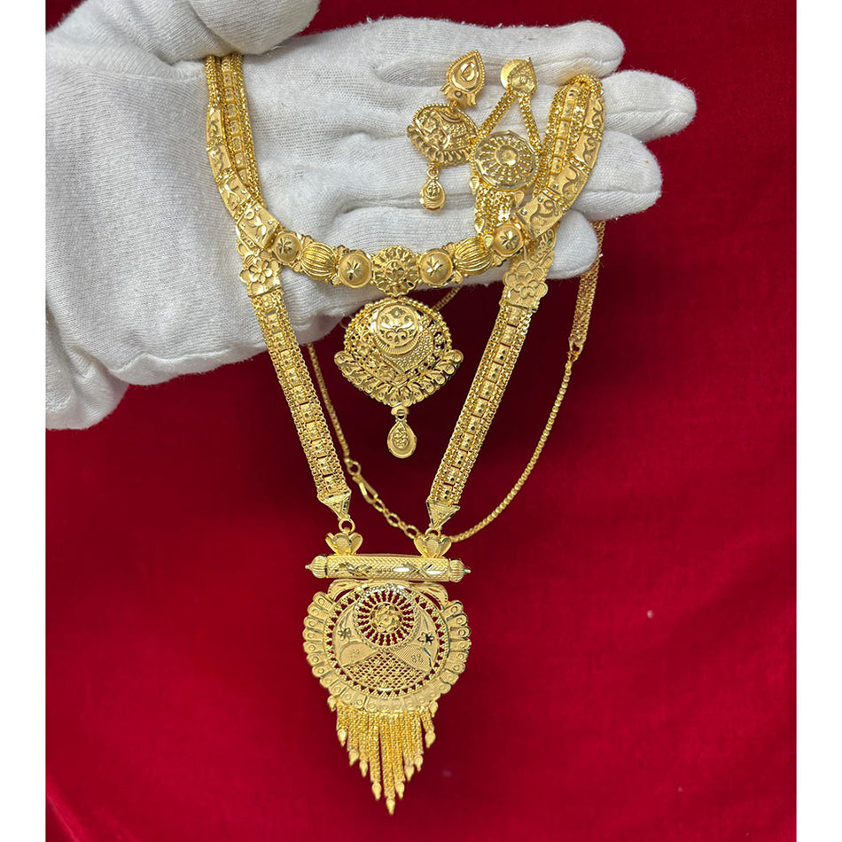 Double Necklace Set in Premium Gold Plated | Bridal Jewellery India