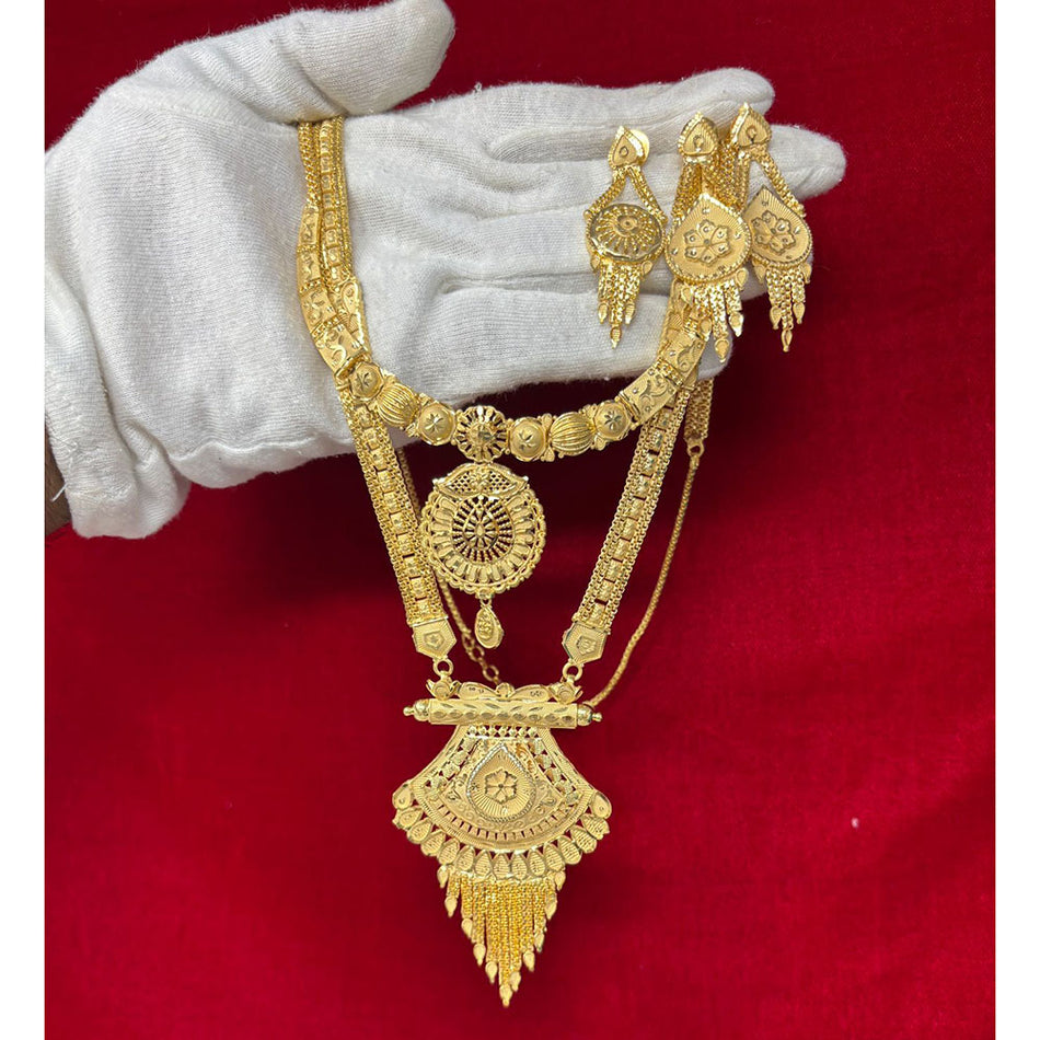Gold Plated Double Necklace Set for Bridal Wear | Bridal Jewellery India