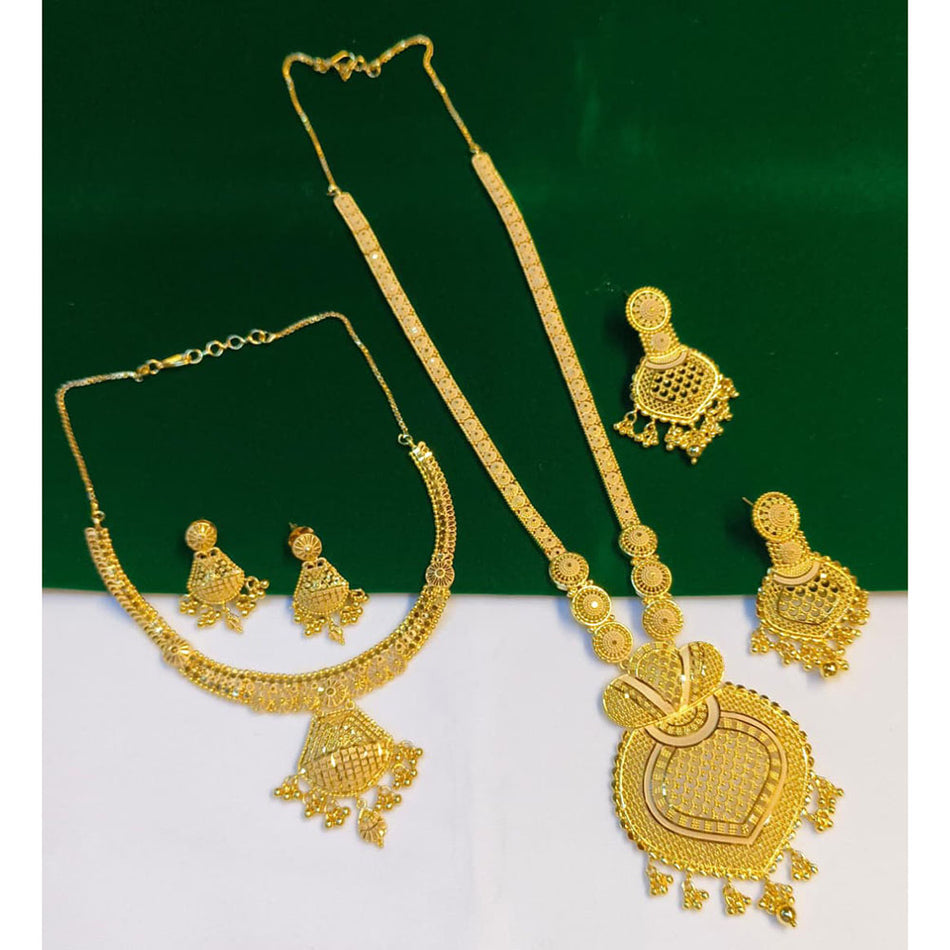 Double Necklace Set in Premium Gold Plated | Bridal Jewellery India