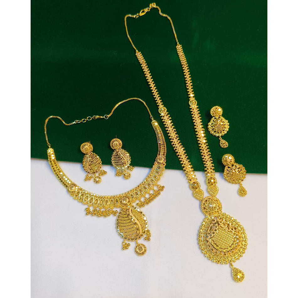 Double Necklace Set in Premium Gold Plated | Bridal Jewellery India