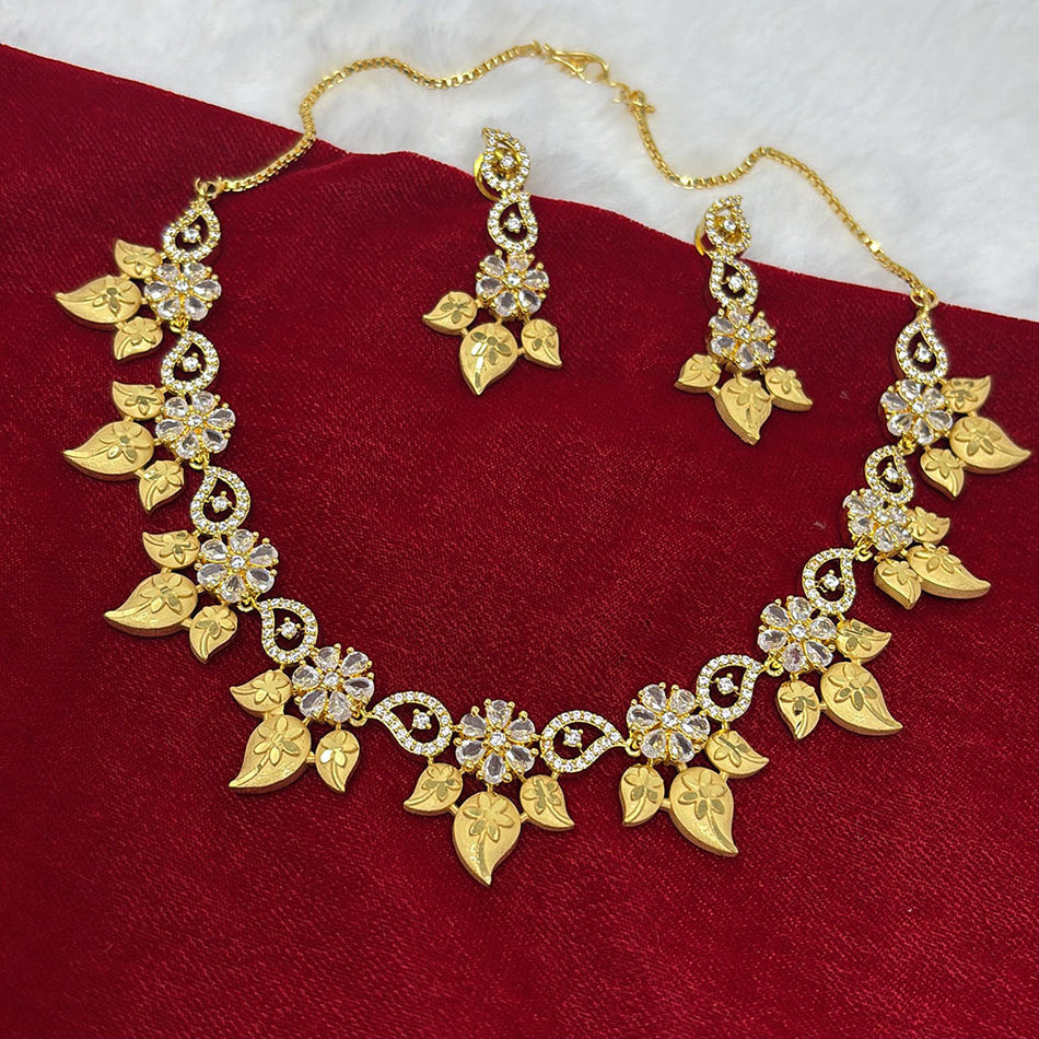 Crystal Stone Gold Plated Necklace Set for Bridal Wear | Bridal Jewellery India