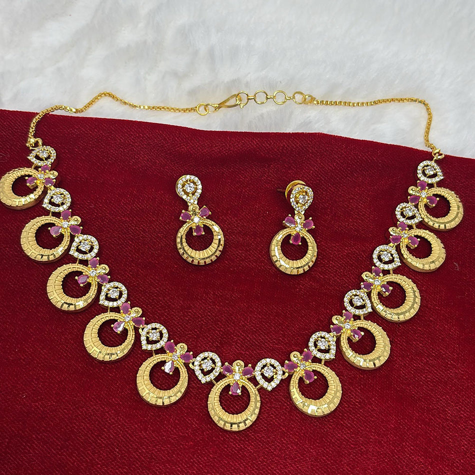 Crystal Stone Gold Plated Necklace Set | Bridal Jewellery India