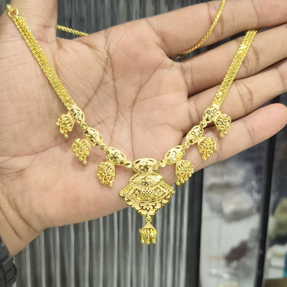 Rose Gold Plated Layered Chain Necklace | Bridal Jewellery India
