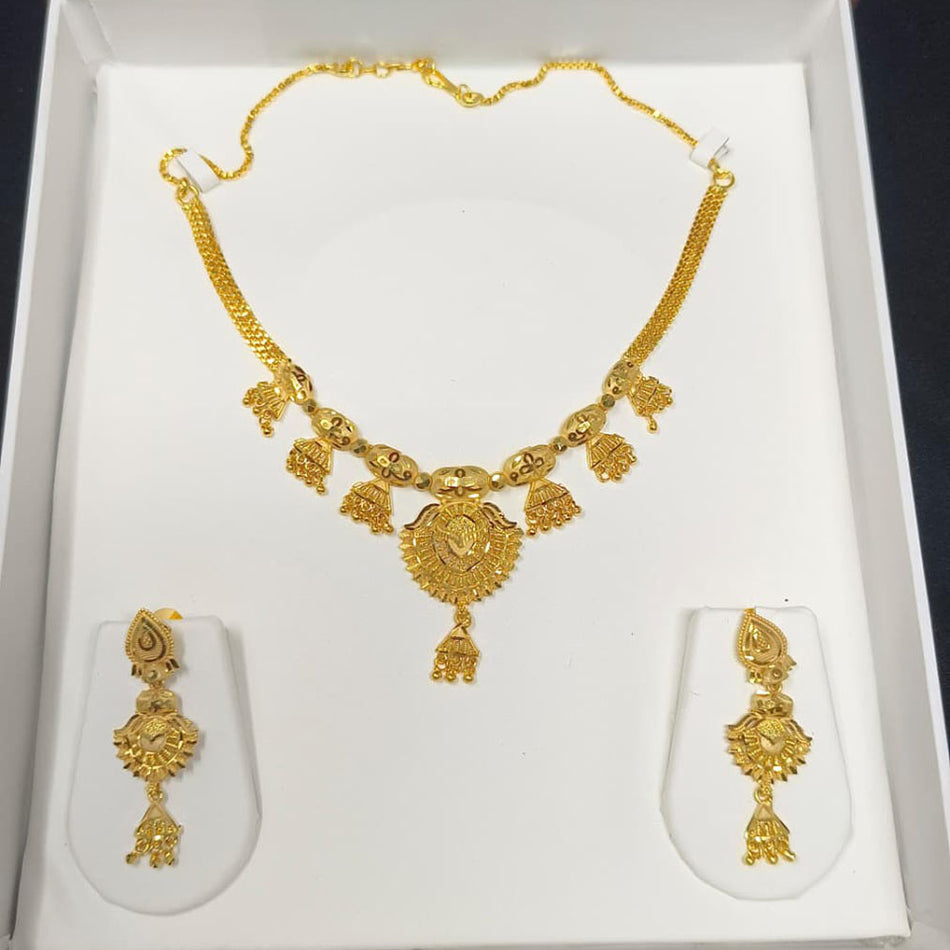 Rose Gold Plated Layered Chain Necklace Set | Bridal Jewellery India