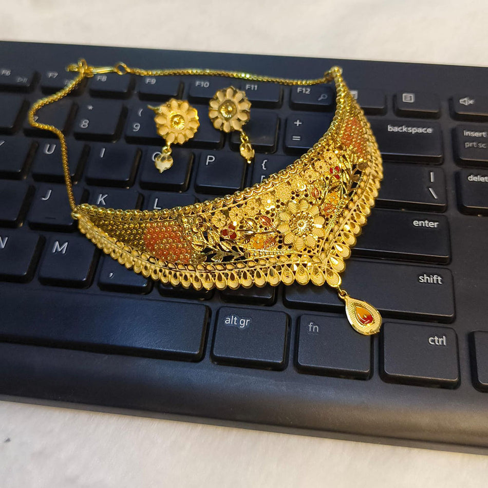 Gold Plated Choker Necklace for Bridal Wear | Bridal Jewellery India