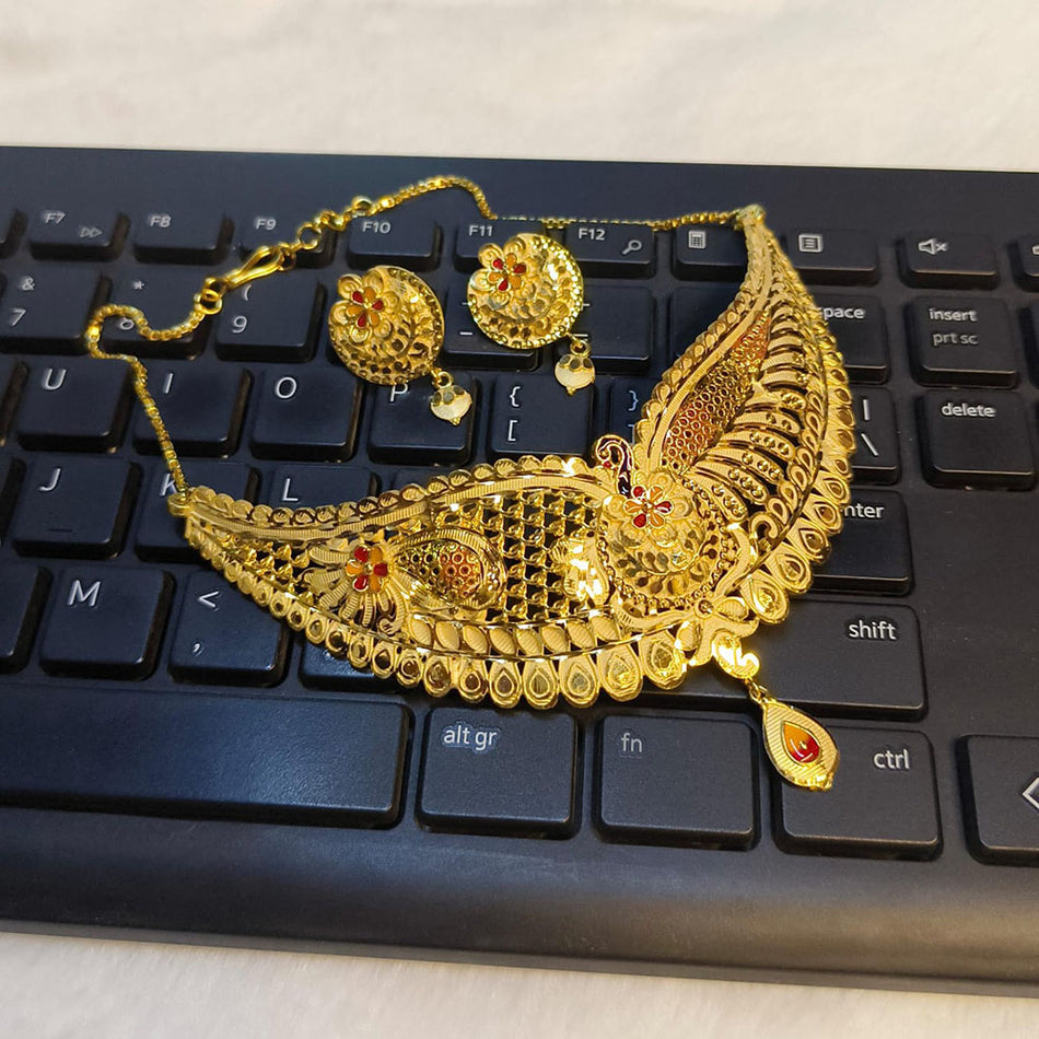 Gold Plated Choker Necklace for Bridal Wear | Bridal Jewellery India