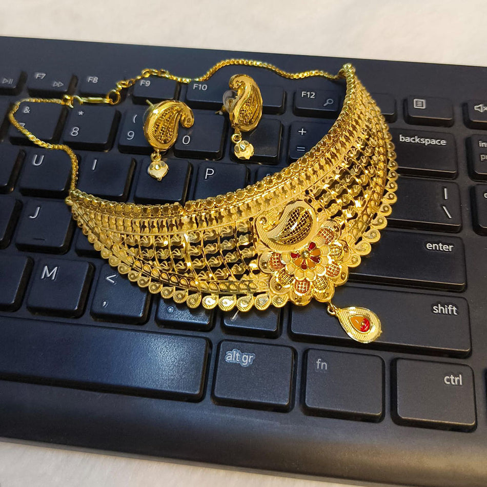 Rose Gold Plated Choker Necklace Bridal | Bridal Jewellery India