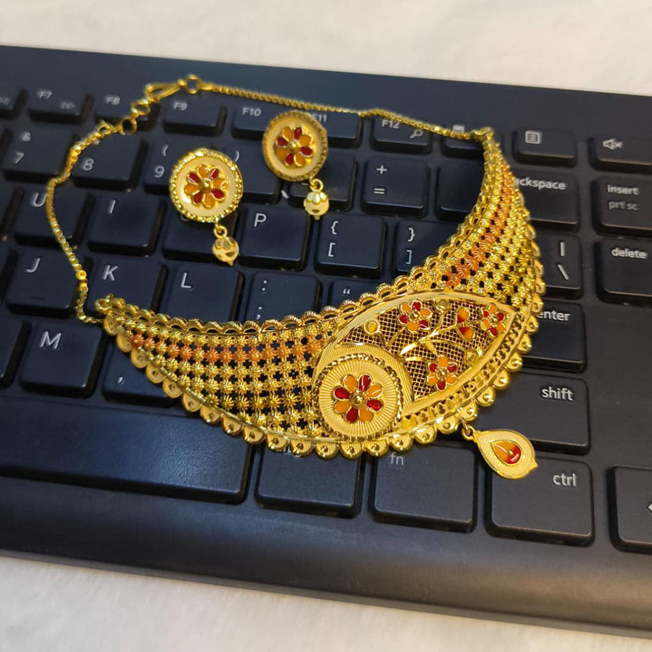 Gold Plated Choker Necklace for Bridal Wear | Bridal Jewellery India