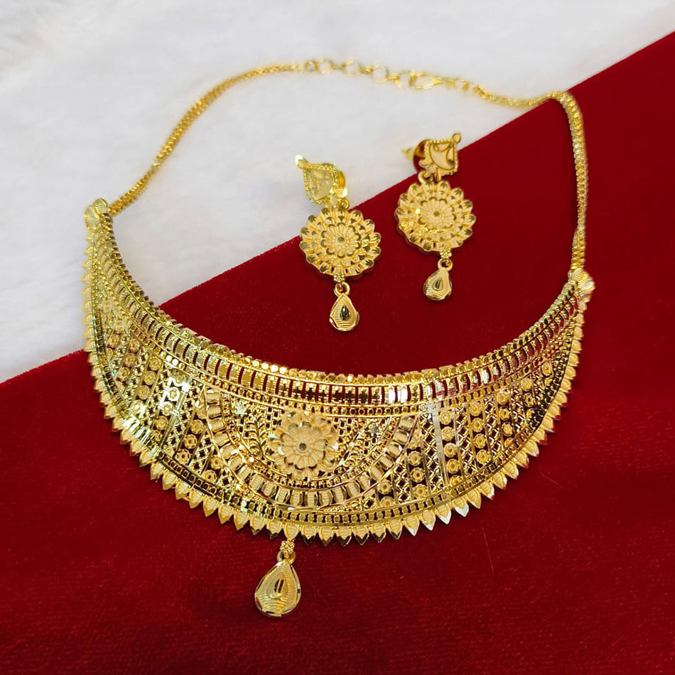 Gold Plated Choker Necklace for Bridal Wear | Bridal Jewellery India