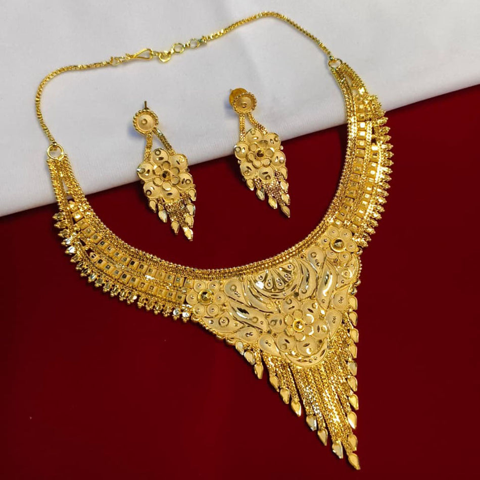 Rose Gold Plated Beaded Necklace Set | Bridal Jewellery India