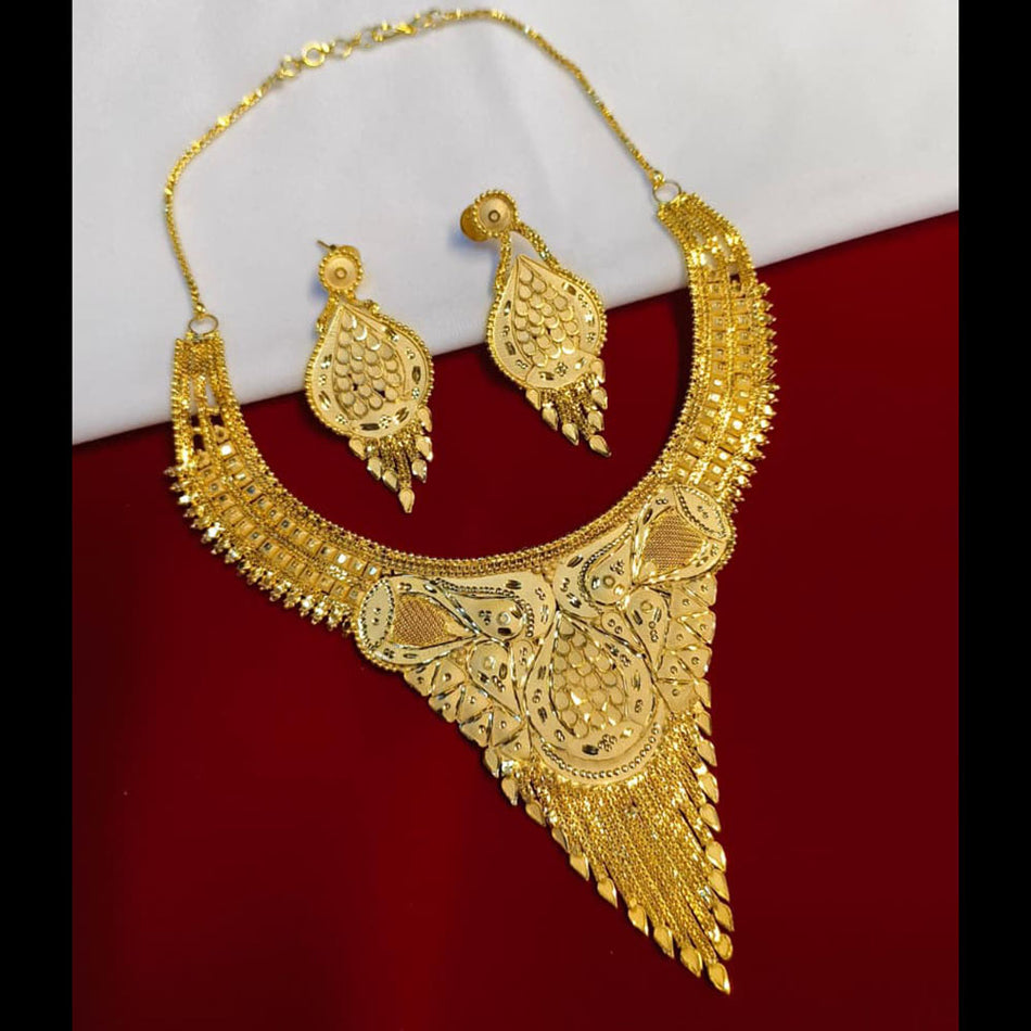 Rose Gold Plated Layered Chain Necklace | Bridal Jewellery India