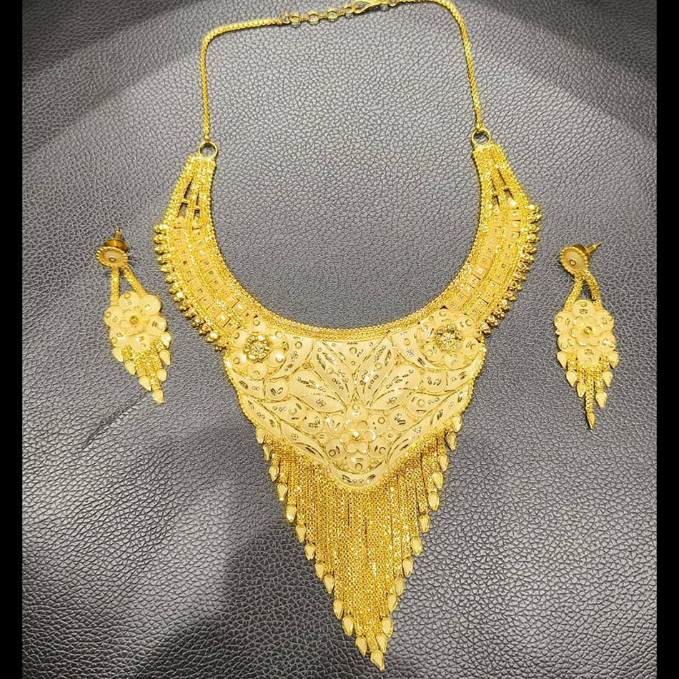 Rose Gold Plated Layered Necklace Set | Bridal Jewellery India