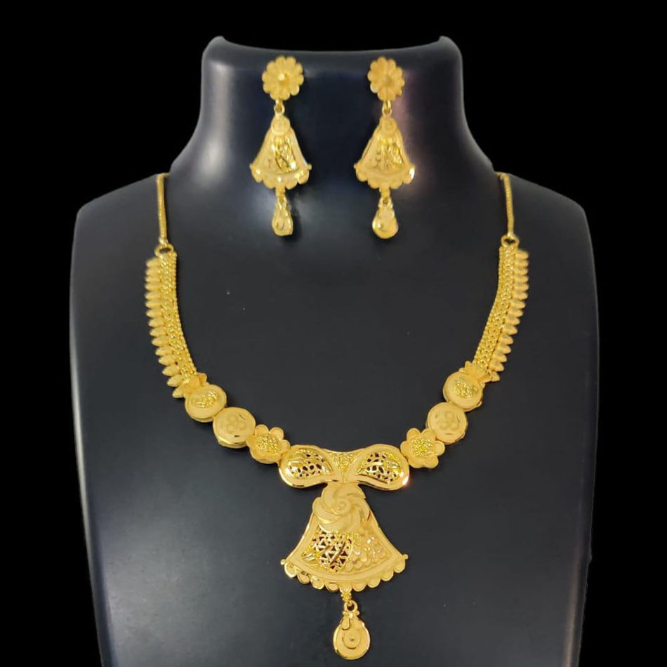 Rose Gold Plated Designer Pendant Necklace | Bridal Jewellery India