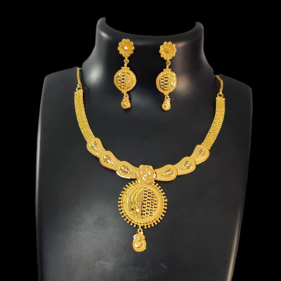Designer Rose Gold Plated Necklace Set | Bridal Jewellery India