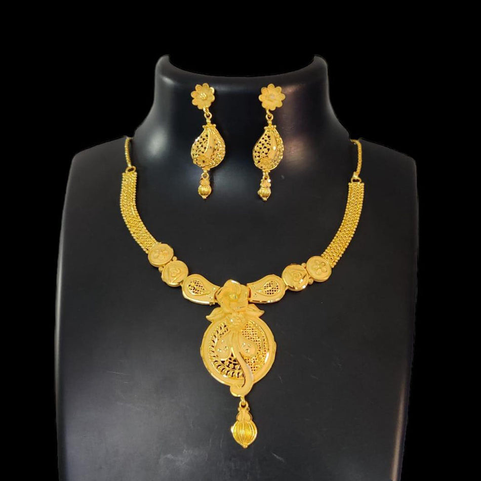 Rose Gold Plated Pari Art Designer Necklace Set | Bridal Jewellery India