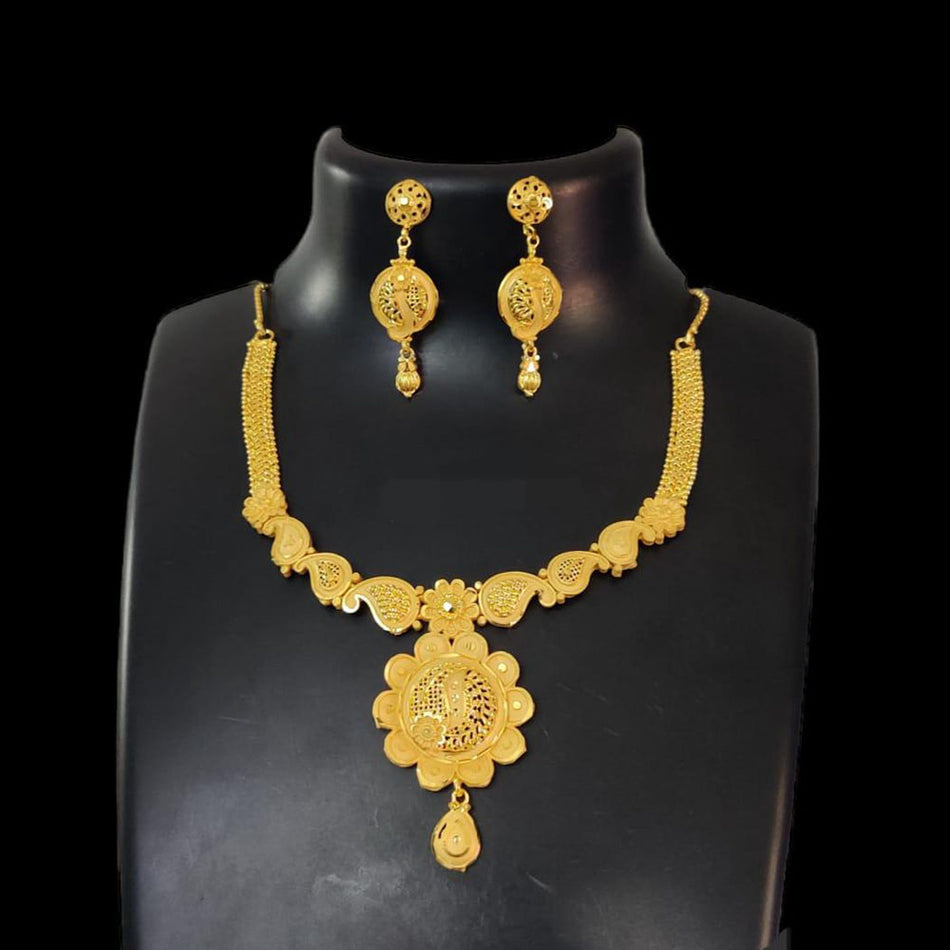 Rose Gold Plated Layered Necklace Set | Bridal Jewellery India