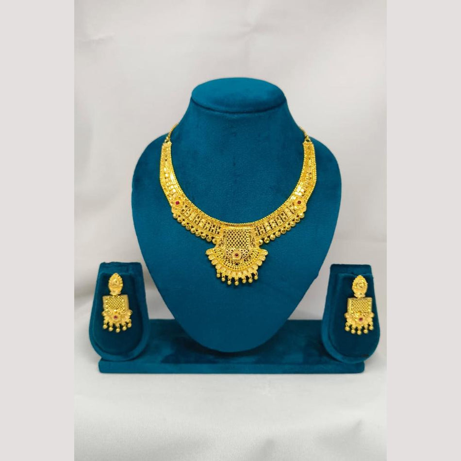 Rose Gold Plated Layered Necklace Set | Bridal Jewellery India